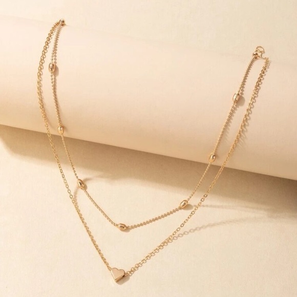 💞 Awesome BoHo heart double layered chain in gold or silver 💕 - Picture 8 of 16